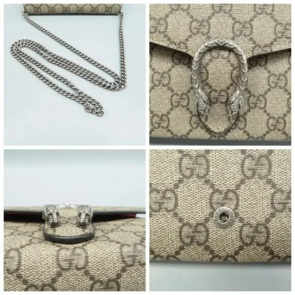 100% Authentic GUCCI Dionysus Brown Canvas Shoulder Bag - Picture 6 of 12